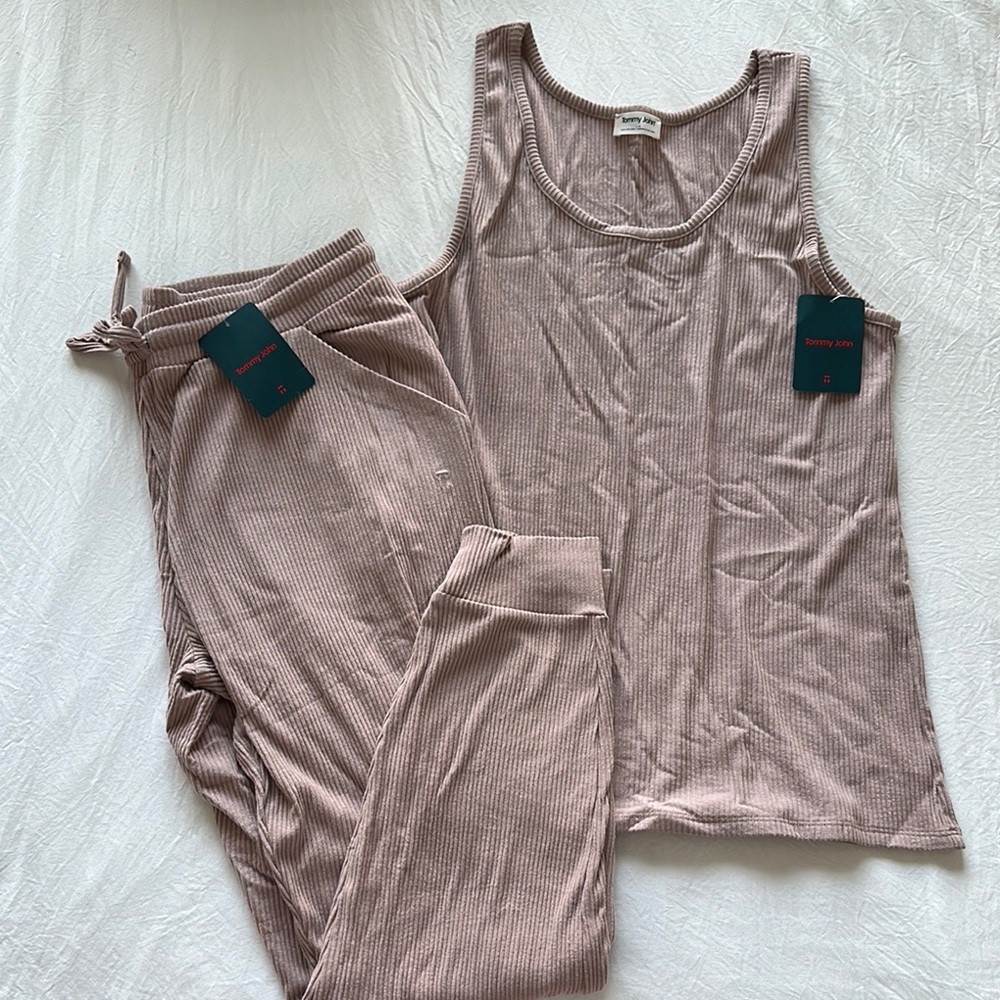 Tommy John Tan Pajama Set with Scoop Neckline